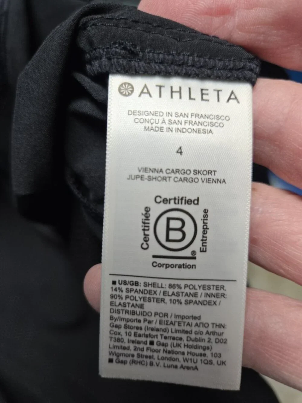 Athleta Black Vienna Cargo Skort Skirt